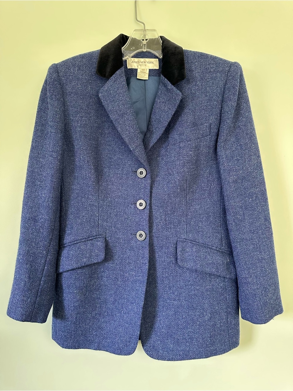 Vintage Jones New York Petite blue wool tweed blazer 6P